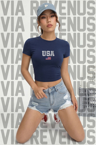 Vordevia Usa Printed 100% Cotton Stretch Fabric Slim Fit Short Sleeve Crew Ne...