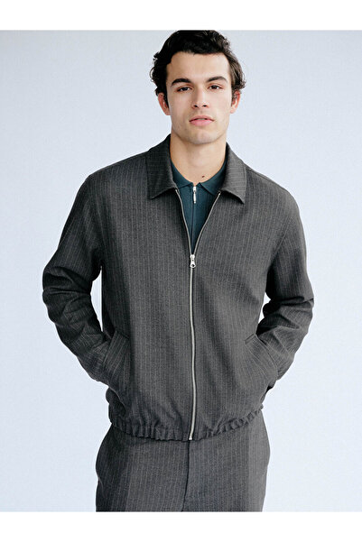 LC Waikiki Southblue Anthracite Standard Fit Shirt Collar Men's Coat