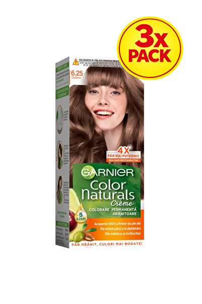 Garnier 3x PACK Vopsea de par Color Naturals 6.25 Castaniu