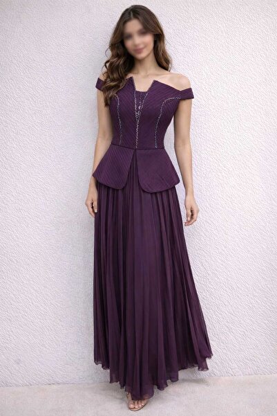 TOP BERLANTY فستان سهرة "بربل رويال" بتصميم بيبلم وبليسيه