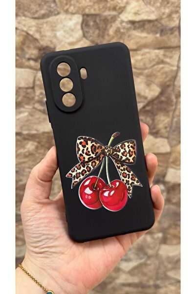 Vip Case Huawei Nova Y70 Compatible Cherry Leopard Bow Patterned Silicone Sho...