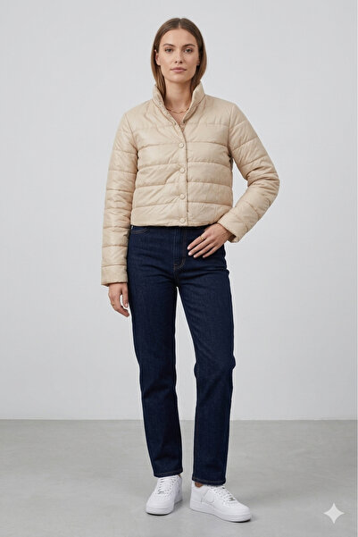 OEM Women's short puffer jacket with studs, urban style, bust 76 cm