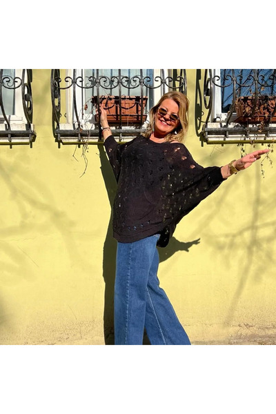 Fibula Mercerized Heart Pattern Bat Sleeve Standard Size Knitwear Blouse Avai...