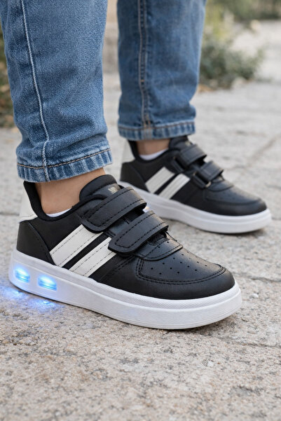ALTUNTAŞ Boys - Girls Velcro Fastening Non-Slip Sole Lighted Casual Sports Sh...