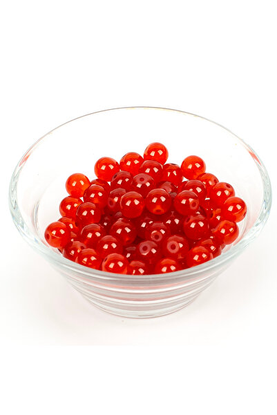 yfhobi 25 Gram- 8 mm Nar Çiçeği Renk Yuvarlak Cam Boncuk, 1. Kalite (25gr - 3...