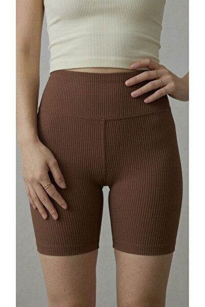 NOLYA MODA Corded Fabric High Waist Biker Leggings Shorts