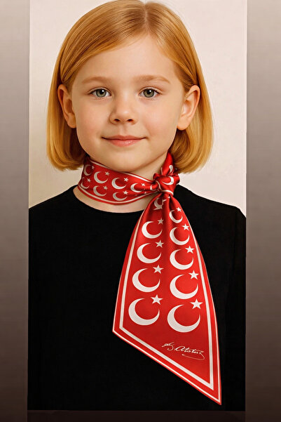 Mavi Masal 23 aprilie Eșarfă specială semnată de Atatürk cu stea și lună |   ...