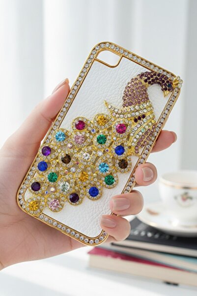 batuteknoloji İPhone 4/4S Taşlı Tavus Kuşu BTu Silikon Kapak