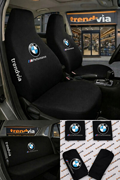 trivexa BMW Logolu Oto Koltuk Kılıfı Ön Arka Set – Penye Likralı Universal Ko...
