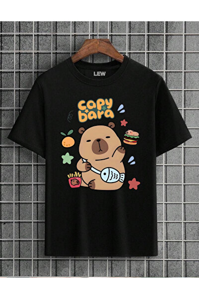 lovver Capybara Character Premium Printed Breathable T-Shirt with Cotton Pieces