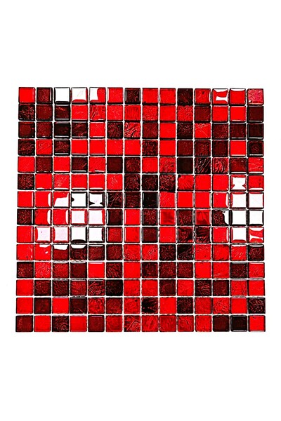 MozaiKristaL İç mekanlar için 20x20x4mm. Kırmızı-Siyah varaklı, 30x30cm. File...