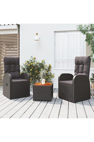 Concept Σετ ξαπλώστρες κήπου, 3 τεμάχια, μαύρο, πολυεστέρας και ξύλο ακακίας