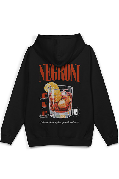 Overoz بارمن نيجروني سيرت مطبوع بغطاء رأس سويت شيرت أسود بقلنسوة مقاس كبير جد...