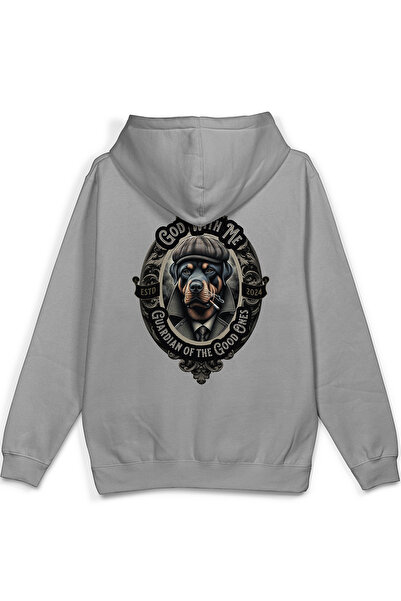 Overoz Guardian Dog Rottweiler Dog Sırt Printed Hooded Yarı Oversized Sweatsh...