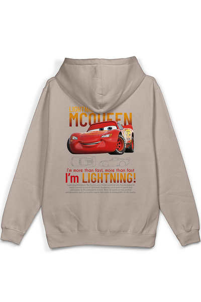 Overoz Araba Sırt Printed Hooded Semi Oversized Sweatshirt Stone Color Hoodie...