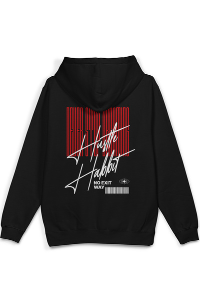 Overoz Never Stop Back Printed Hooded Half Oversized Sweatshirt Black Hoodie ...