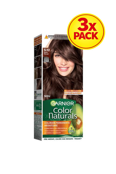 Garnier 3x PACK Color Naturals Permanent Hair Dye - Shade 5.12 Glacial Brown ...