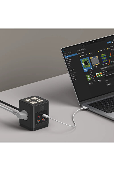 asua 3lü Akım Korumalı Priz Gece Lambalı 25W 2xUSB 2xType-C Çıkış Yüksek Geri...