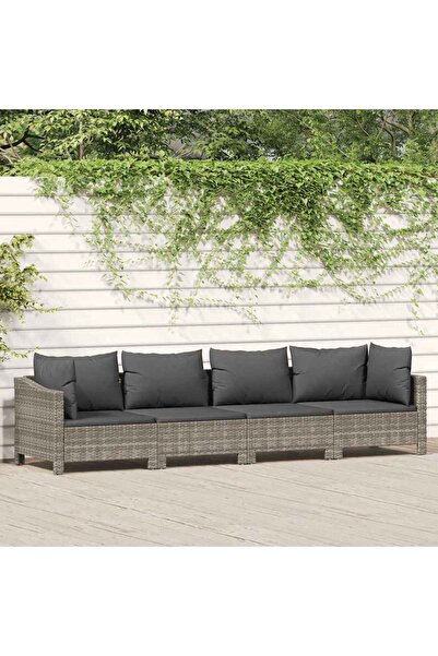 Concept Σετ επίπλων κήπου 4 τεμαχίων με μαξιλάρια, γκρι, πολυρατάν