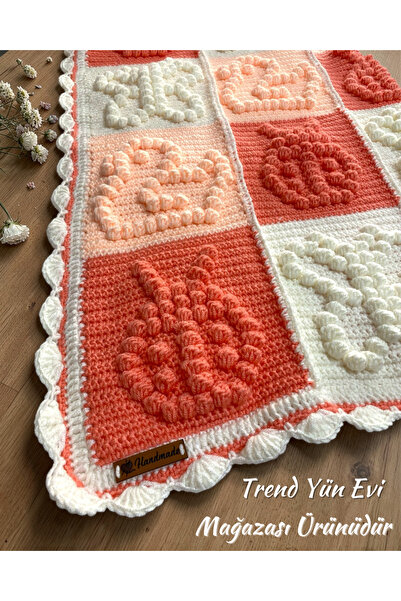 TrendYünEvi El Örgüsü Popcorn Bebek Battaniyesi (95 x 90 cm)