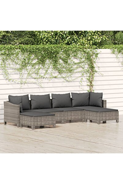 Concept Set mobilier de grădină cu perne, 6 piese, gri, poliratan