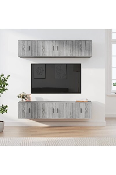 Concept Σετ ντουλαπιών τηλεόρασης, 6 τεμάχια, γκρι sonoma, επεξεργασμένο ξύλο