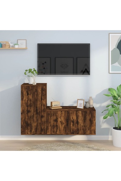 Concept Σετ ντουλαπιών τηλεόρασης, 2 τεμάχια, καπνιστή δρυς, επεξεργασμένο ξύλο