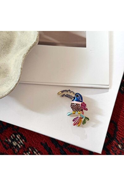 Alice İsstanbul Renkli Taşlı Pelikan Broş