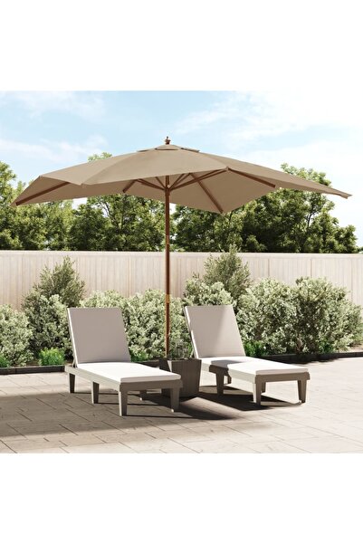 Concept Ξύλινο κοντάρι ομπρέλας κήπου, μπεζ, 300x300x273 εκ.