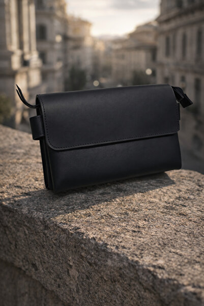 XXL BUTİK Men's Black Genuine Leather Hand Holders Wallet – Premium Organizer...