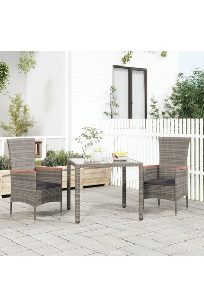 Concept Καρέκλες κήπου με μαξιλάρια, 2 τεμ., γκρι, πολυρατάν