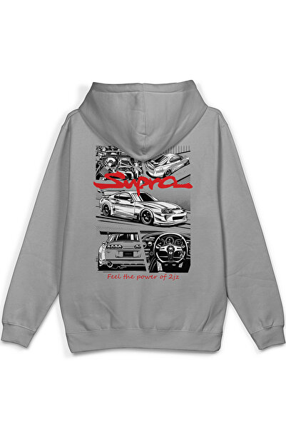 Overoz سويت شيرت سوبرا 2jz Racing Car Car Back مطبوع بغطاء رأس نصف كبير الحجم...