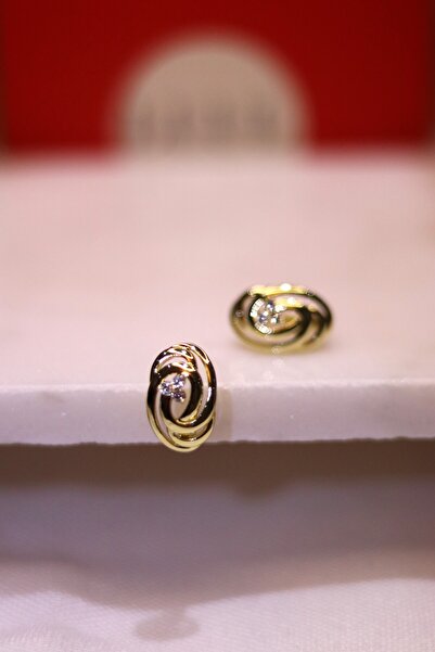 LUUL ATELIER XUPING Sarmal Zirkon Taş Çiçek 14K Gold Çelik Küpe