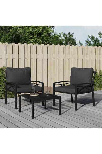 Concept Καρέκλα κήπου με γκρι μαξιλάρια, 68x76x79 cm, ατσάλι