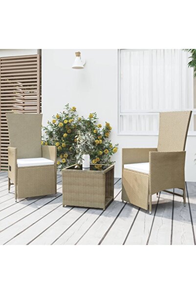 Concept Σετ ξαπλώστρες κήπου, 3 τεμάχια, μπεζ, πολυεστέρας και χάλυβας