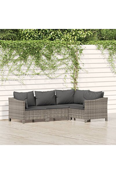 Concept Σετ επίπλων κήπου 4 τεμαχίων με μαξιλάρια, γκρι, πολυρατάν