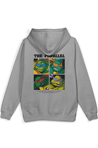 Overoz نينجا ريت مطبوع بغطاء رأس سويت شيرت نصف أوفر سايز رمادي اللون 1302