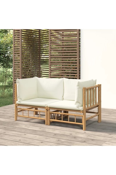 Concept Γωνιακοί καναπέδες κήπου, 2 τεμάχια, με μαξιλάρια σε κρεμ χρώμα, από ...