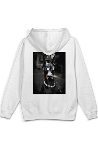 Overoz سويت شيرت دوبيرمان دوج دوج رايك مطبوع بغطاء رأس نصف أوفر سايز هودي أبي...