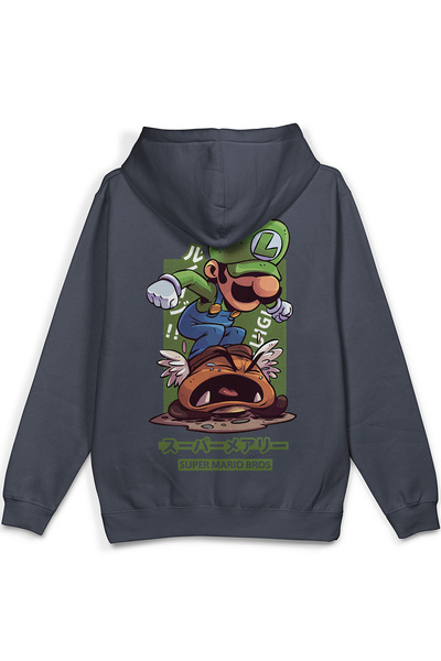 Overoz Super Sırt Printed Hooded Semi Oversized Sweatshirt Smoked Hoodie 1390