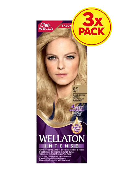 Wellaton 3x PACK Permanent hair dye 9/1 Light ash blonde, 110ml