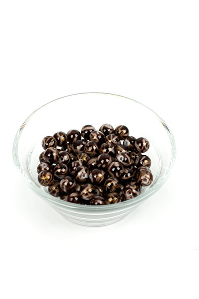 yfhobi 25 Gram- 8 mm Kahve Renk Yaldız Damarlı Model Yuvarlak Cam Boncuk, 1. ...