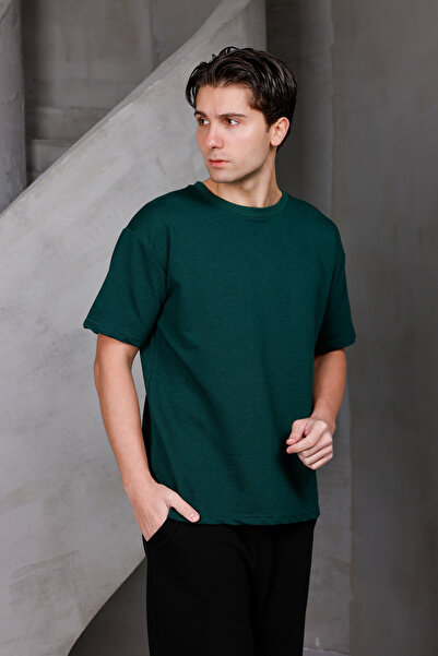 DARK MODA Tricou pentru bărbați Basic Oversize Crew Neck 2 Two Yarn Compact