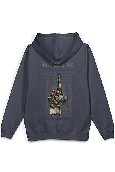 Overoz God With Me Sırt مطبوع بغطاء رأس سويت شيرت نصف أوفر سايز هودي مدخن 1395