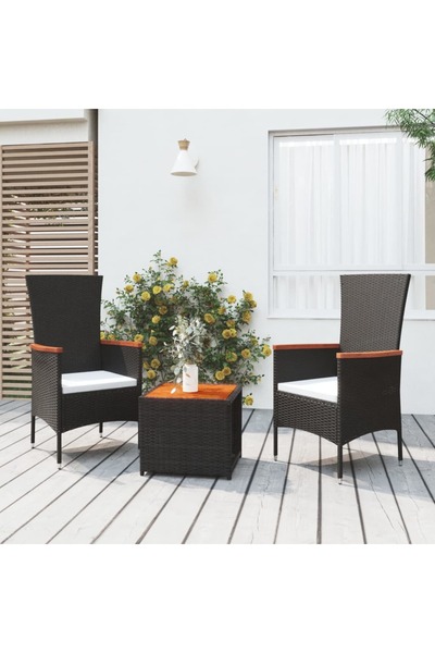 Concept Σετ ξαπλώστρες κήπου, 3 τεμάχια, μαύρο, πολυεστέρας και ξύλο ακακίας