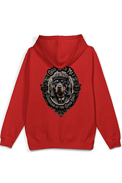 Overoz Guardian Dog Rottweiler Dog Back Printed Hooded Half Oversized Sweatsh...