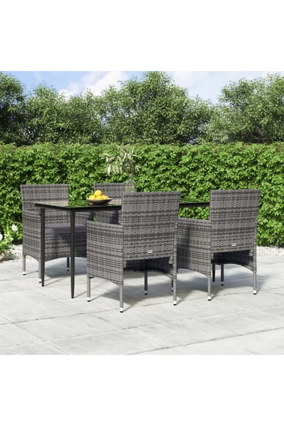 Concept Σετ τραπεζαρίας κήπου 5 τεμαχίων, γκρι και μαύρο