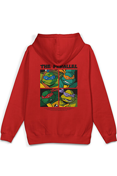 Overoz Ninja Backpack Printed Hooded Half Oversized Sweatshirt Red Hoodie 1302