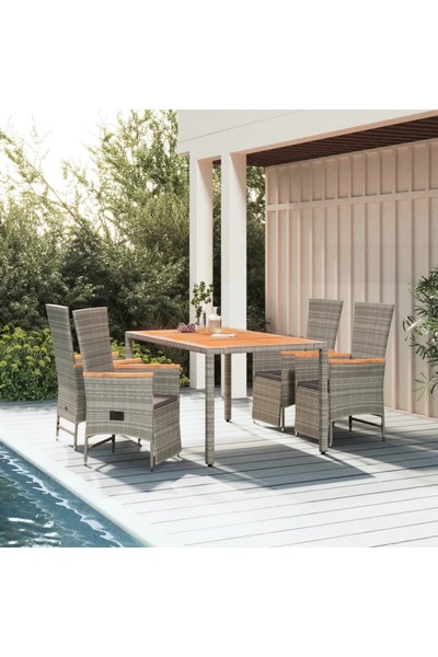 Concept Σετ επίπλων κήπου 5 τεμαχίων με μαξιλάρια, γκρι, πολυρατάν