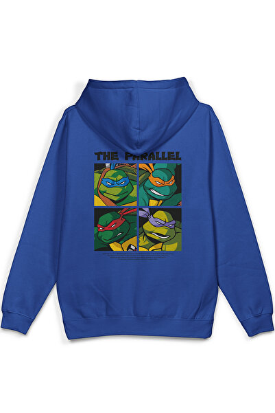 Overoz نينجا ريت مطبوع بغطاء رأس سويت شيرت نصف أوفر سايز هودي أزرق 1302